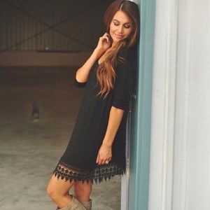 Black Lace Hem Tunic Dress! NEW!